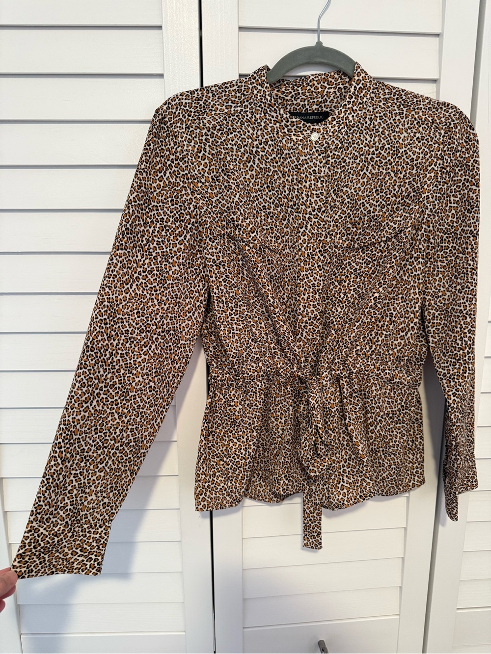 Banana Republic Leopard Animal Print Tie-Waist Blouse, Office, Maximalist, Fall